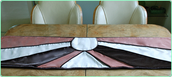 Art Deco style Sunray velvet runner in cream, dark brown, and cream