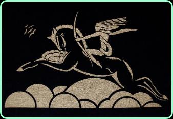 Diana on Horseback Art Deco Velvet fabric