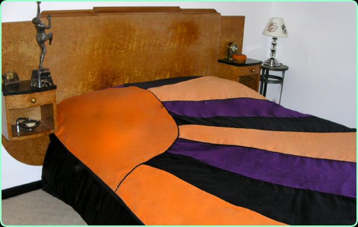 Orange/Purple/Black Sunray Throw,(art deco)